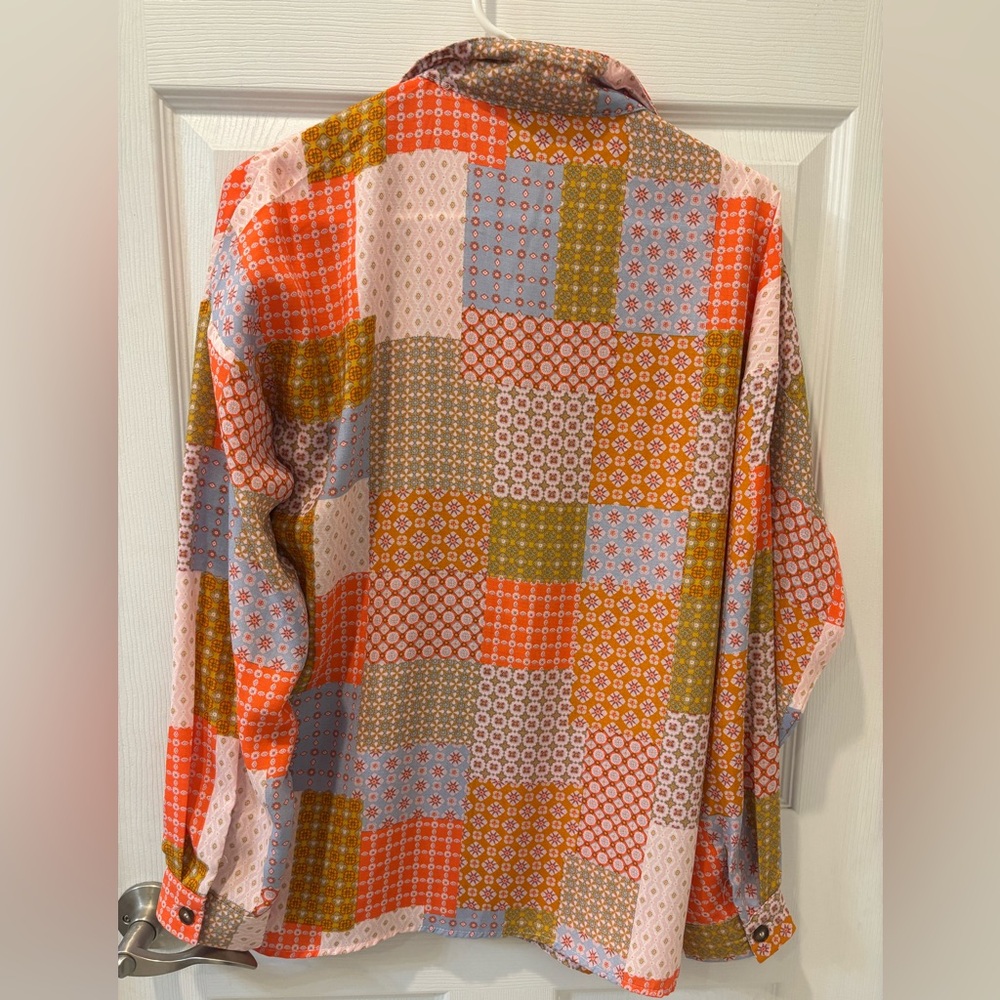 Willow Root Colorful Patchwork Casual Button Down… - image 4